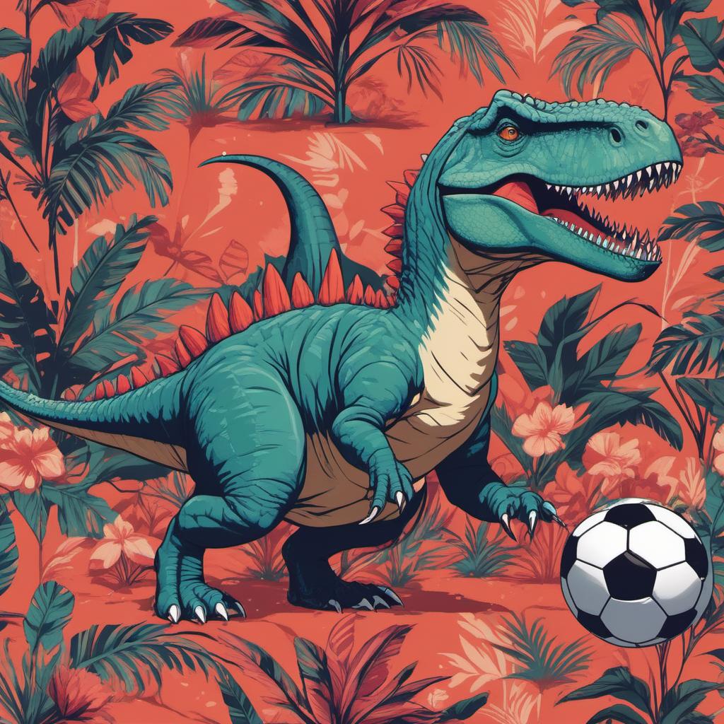  dinosaur playing soccer, profile image style