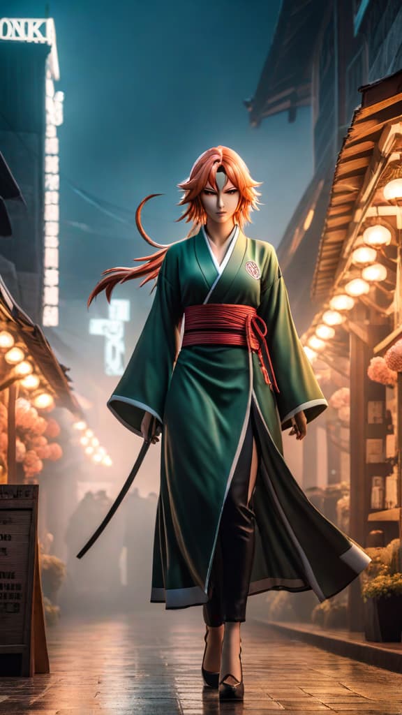  anime art of urahara's bankai, kannonbiraki benihime aratame, showcasing its versatile reconstructive abilities in bleach. hyperrealistic, full body, detailed clothing, highly detailed, cinematic lighting, stunningly beautiful, intricate, sharp focus, f/1. 8, 85mm, (centered image composition), (professionally color graded), ((bright soft diffused light)), volumetric fog, trending on instagram, trending on tumblr, HDR 4K, 8K