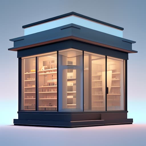  Volume simple 3D model of a square minimalist pharmacy building in three dimensional perspective, minimalist hyperrealistic, full body, detailed clothing, highly detailed, cinematic lighting, stunningly beautiful, intricate, sharp focus, f/1. 8, 85mm, (centered image composition), (professionally color graded), ((bright soft diffused light)), volumetric fog, trending on instagram, trending on tumblr, HDR 4K, 8K