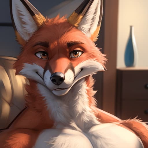  Zackary911 red fox presenting his cock, open eyes, digital art, masterpiece, 4k, fine details,