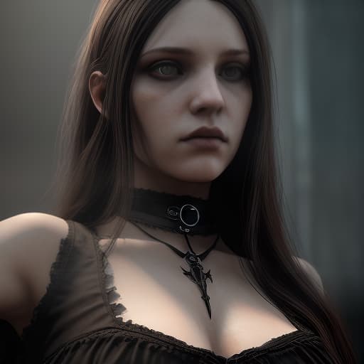  girl, gothic, long brown hair, long black sharp nails, shot 35 mm, realism, octane render, 8k, trending on artstation, 35 mm camera, unreal engine, hyper detailed, photo realistic maximum detail, volumetric light, realistic matte painting, hyper photorealistic, trending on artstation, ultra detailed, realistic