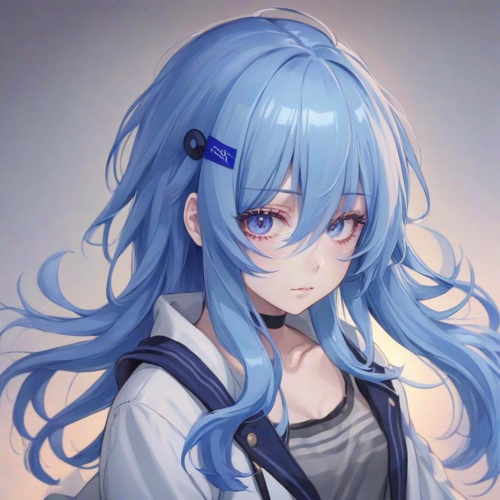  anime girl with blue hair