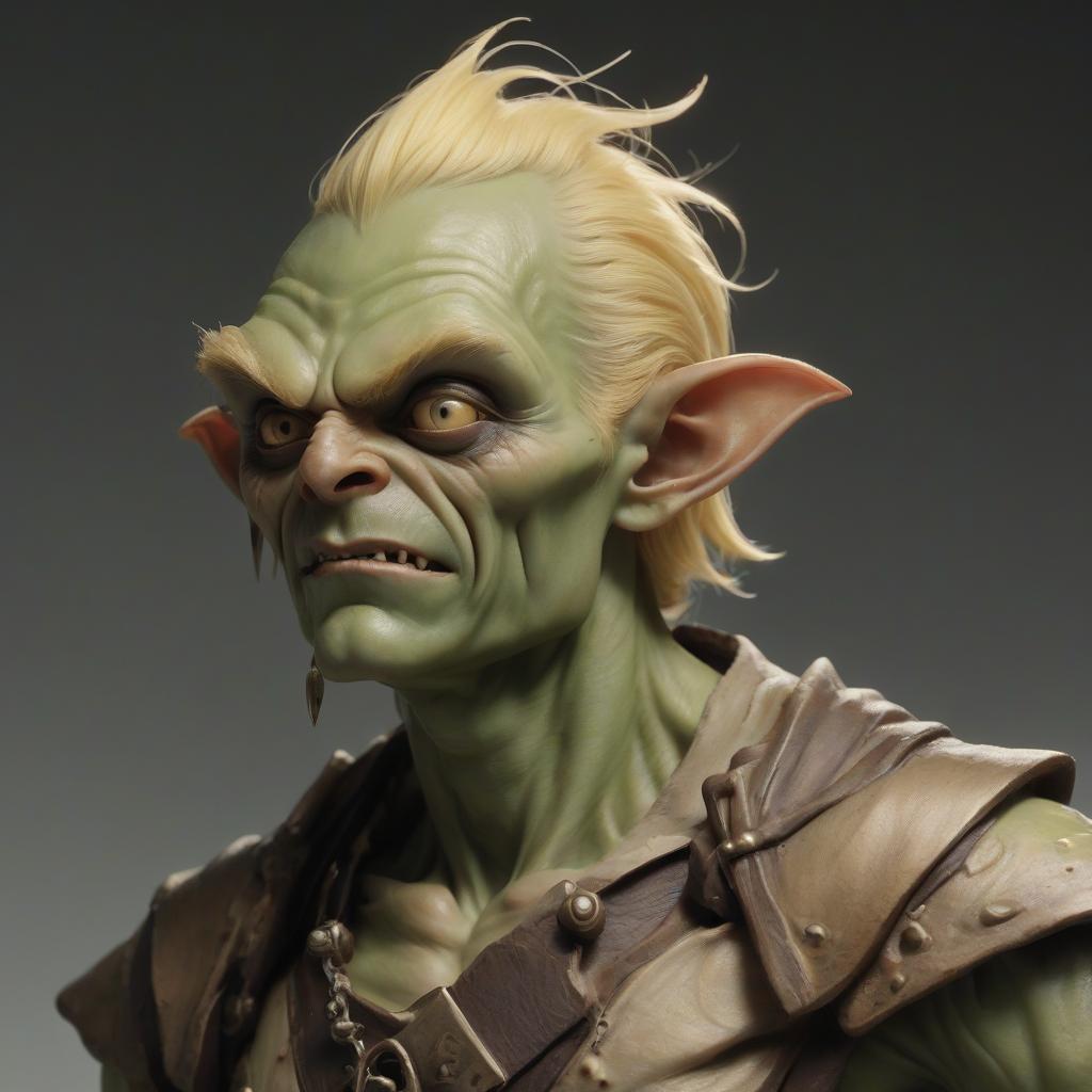  low goblin man blonde hair pimples on face