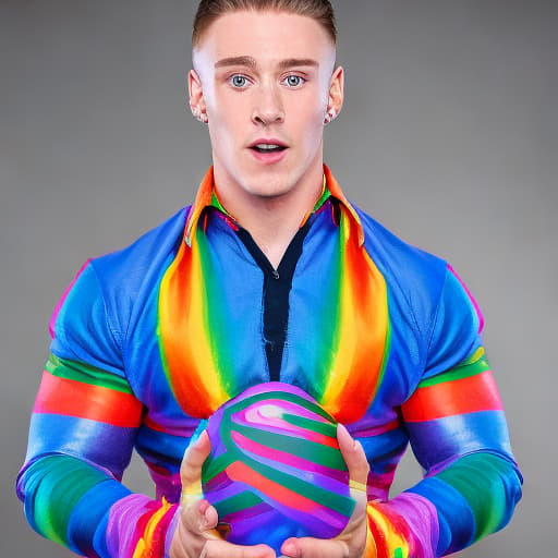 portrait+ style British LGBT queer gymnast hunk dude face