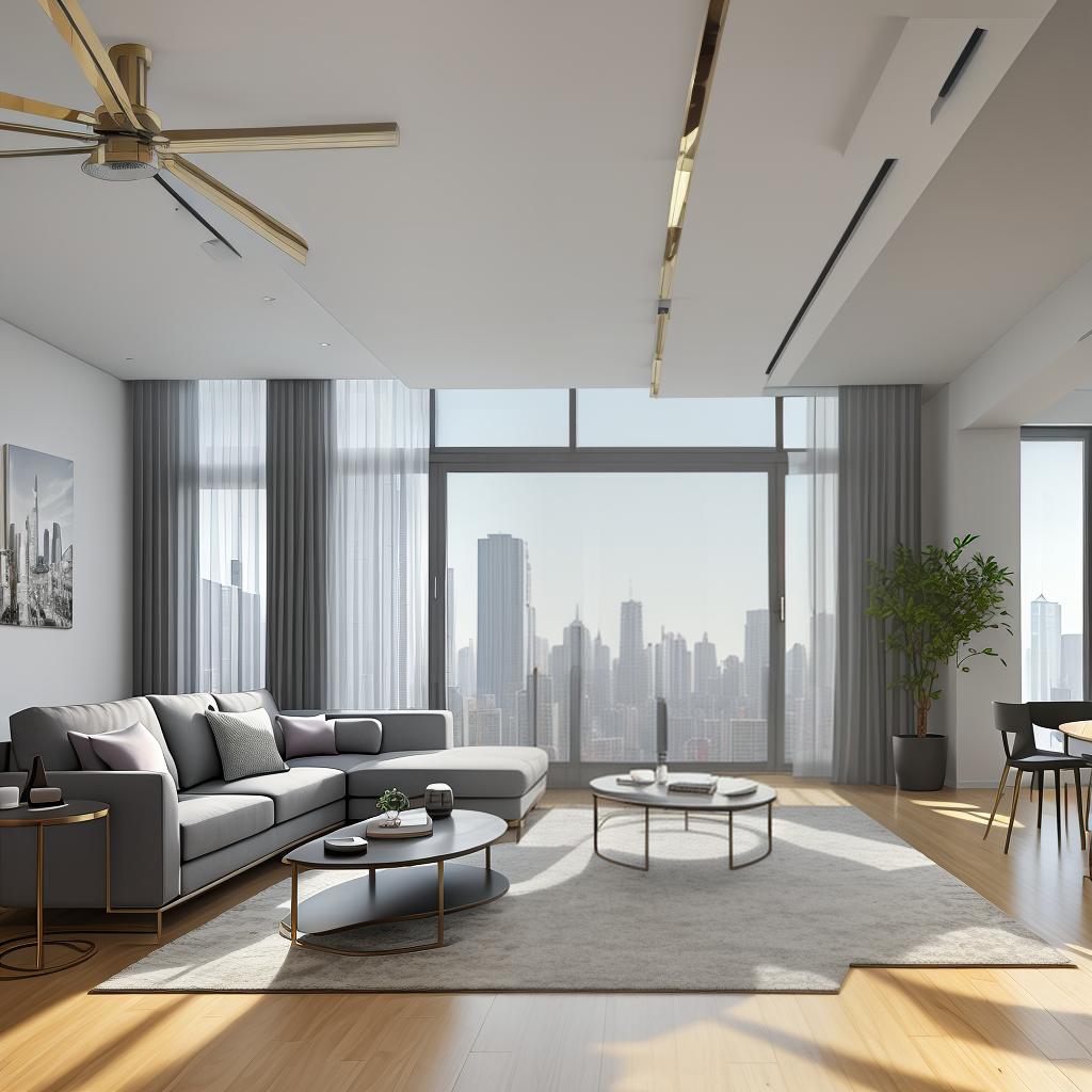  masterpiece, best quality, Best Quality, Masterpiece, 8k resolution,high resolution concept art of an apartment living room with floor to ceiling windows and modern furniture