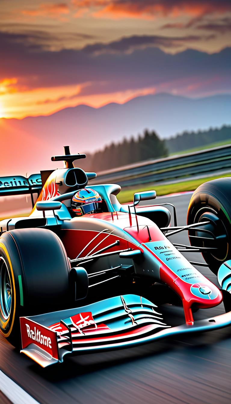  professional 3d model of f1 car in the sunset on spa . rendered with octane, the model is highly detailed,dramatic lighting. hyperrealistic, full body, detailed clothing, highly detailed, cinematic lighting, stunningly beautiful, intricate, sharp focus, f/1. 8, 85mm, (centered image composition), (professionally color graded), ((bright soft diffused light)), volumetric fog, trending on instagram, trending on tumblr, HDR 4K, 8K