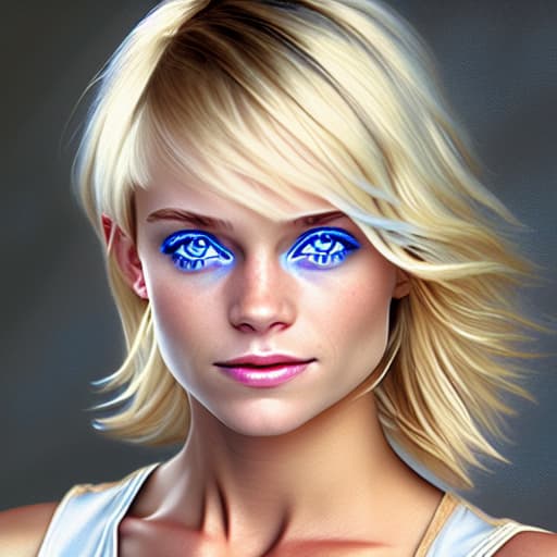  (Гпрнюня манюня) blond woman with blue eyes and a white tank top posing for a picture, short blond hair, blond hair blue eyes, blonde hair and blue eyes, blonde short hair, short blonde hair, blond bob haircut, sleek blond hair, shoulder - length blonde hair, short blonde hair with bangs, short wavy blond hair, blue eyes and blond hair, blonde hair blue eyes