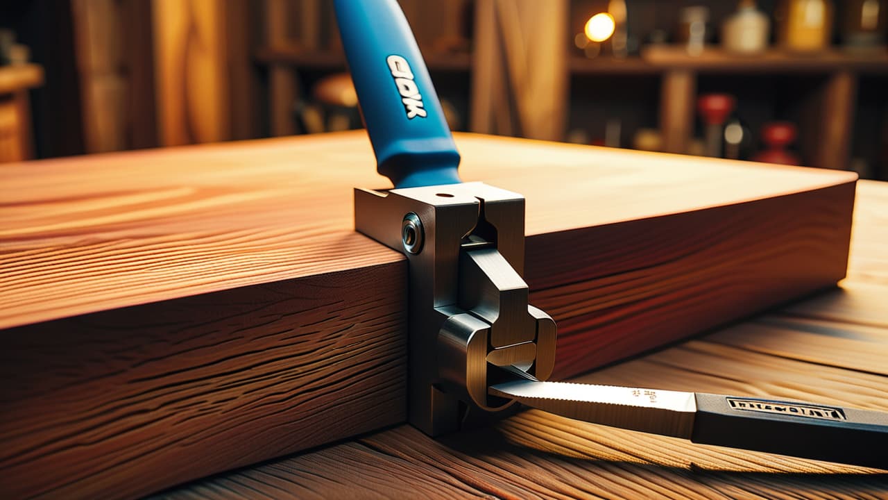  an intricate close up of a classic woodworking joint, showcasing a dovetail joint with finely cut wood grains, surrounded by hand tools like chisels and saws, set against a rustic workshop backdrop. hyperrealistic, full body, detailed clothing, highly detailed, cinematic lighting, stunningly beautiful, intricate, sharp focus, f/1. 8, 85mm, (centered image composition), (professionally color graded), ((bright soft diffused light)), volumetric fog, trending on instagram, trending on tumblr, HDR 4K, 8K