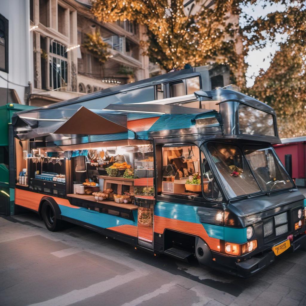  food truck dans un bus avc le thème du basket ball très exagéré , profile image style