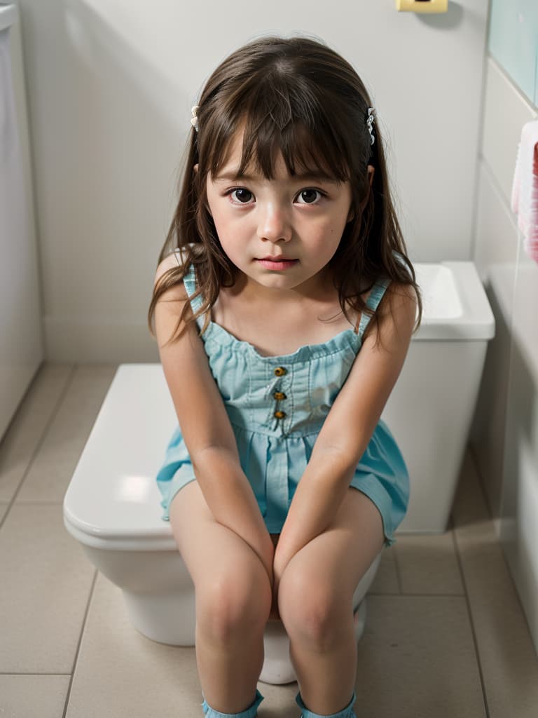  girl in poo, first grade in elementary school, sitting in the toilet, masterpiece, best quality,8k,ultra detailed,high resolution,an extremely delicate and beautiful,hyper detail