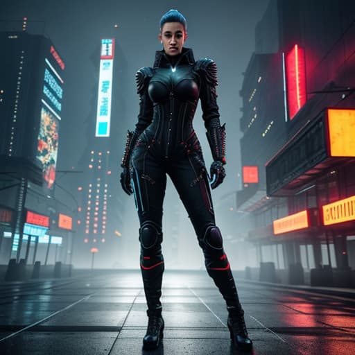  russian cyberpunk hyperrealistic, full body, detailed clothing, highly detailed, cinematic lighting, stunningly beautiful, intricate, sharp focus, f/1. 8, 85mm, (centered image composition), (professionally color graded), ((bright soft diffused light)), volumetric fog, trending on instagram, trending on tumblr, HDR 4K, 8K