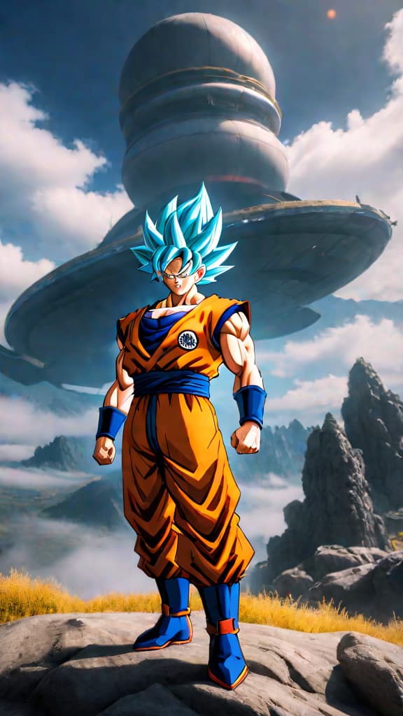  anime art: depict goku's saiyan race downfall due to frieza's fear and the prophecy of a super saiyan. hyperrealistic, full body, detailed clothing, highly detailed, cinematic lighting, stunningly beautiful, intricate, sharp focus, f/1. 8, 85mm, (centered image composition), (professionally color graded), ((bright soft diffused light)), volumetric fog, trending on instagram, trending on tumblr, HDR 4K, 8K