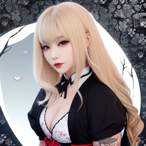  Dracula Blonde Tattoo Japanese Female Cute