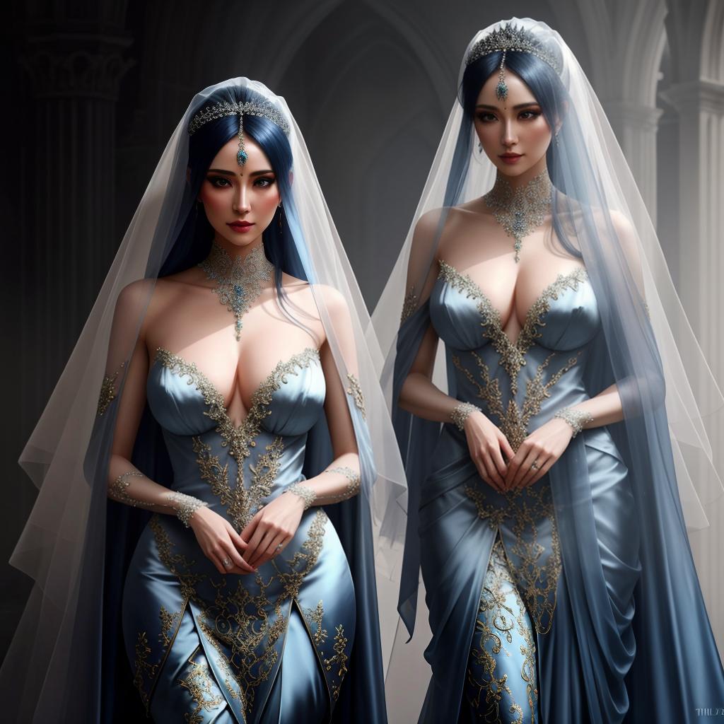  naked bride, blue silk veil hyperrealistic, full body, detailed clothing, highly detailed, cinematic lighting, stunningly beautiful, intricate, sharp focus, f/1. 8, 85mm, (centered image composition), (professionally color graded), ((bright soft diffused light)), volumetric fog, trending on instagram, trending on tumblr, HDR 4K, 8K