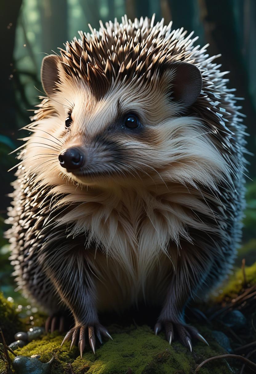  drawing of a hedgehog by rhoda wilson, made in the style of stefan gesell, fairy kay, michal karch, magali villeneuve, shiny, konica big mini, bioluminescent hyperrealistic, full body, detailed clothing, highly detailed, cinematic lighting, stunningly beautiful, intricate, sharp focus, f/1. 8, 85mm, (centered image composition), (professionally color graded), ((bright soft diffused light)), volumetric fog, trending on instagram, trending on tumblr, HDR 4K, 8K