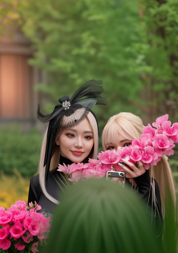  here's an updated description based on your request: a highly realistic image of a beautiful young woman with fair skin and icy blonde hair. her hair is styled in a sleek, long ponytail, with a fringe (bangs) framing her face. she is wearing an elegant, modest black dress. the woman is confidently taking a selfie, smiling softly. the background is simple and neutral, with soft, natural lighting that enhances her realistic and lifelike beauty. hyperrealistic, full body, detailed clothing, highly detailed, cinematic lighting, stunningly beautiful, intricate, sharp focus, f/1. 8, 85mm, (centered image composition), (professionally color graded), ((bright soft diffused light)), volumetric fog, trending on instagram, trending on tumblr, HDR 4K, 8K