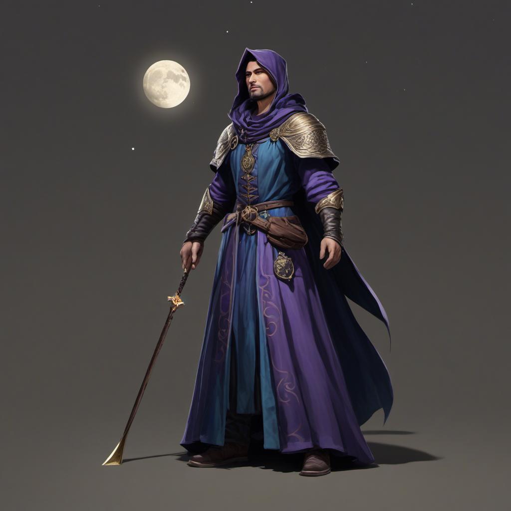  medieval mage at night , profile image style