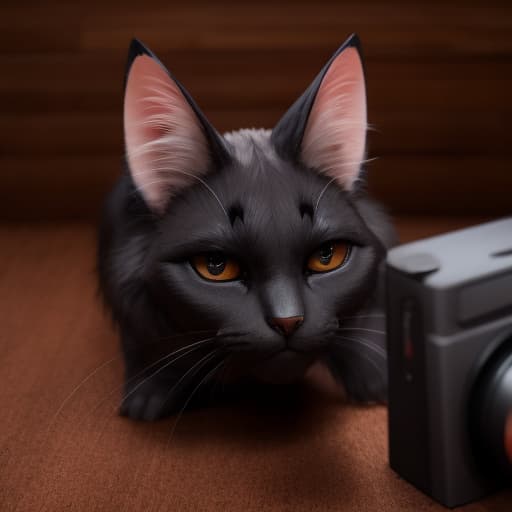  Monster furry male cat show his open ass hole on camera, black fur, open eyes, digital art, masterpiece, 4k, fine details,