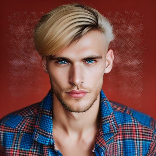 portrait+ style Russian LGBT queer fashion stylist blonde hunk dude face