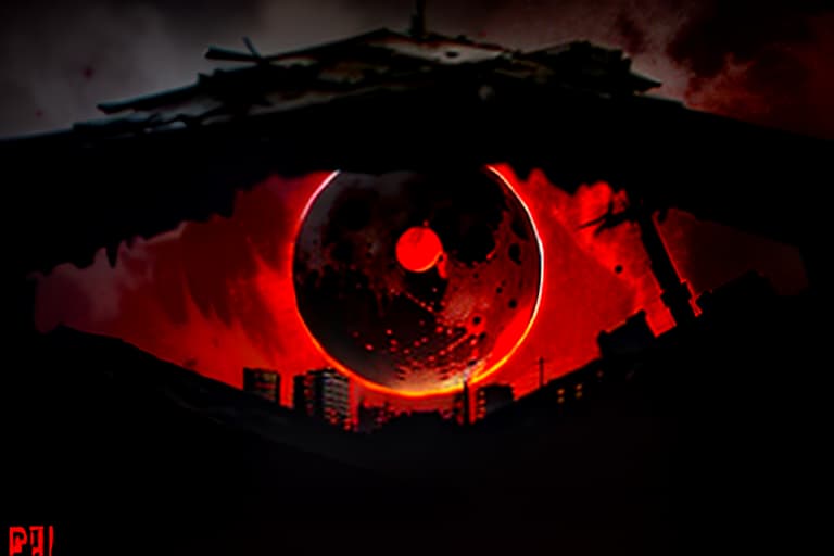  (dark shot:1.1), epic realistic, Logo with an eye hidden beneath a blood red moon in a destroyed city, moral decay, drugs, murder, more blood, alcohol, depravity, corruption, decay, disappointment, corruption, faded, (neutral colors:1.2), (hdr:1.4), (muted colors:1.2), hyperdetailed, (artstation:1.4), cinematic, warm lights, dramatic light, (intricate details:1.1), complex background, (rutkowski:0.66), (teal and orange:0.4) hyperrealistic, full body, detailed clothing, highly detailed, cinematic lighting, stunningly beautiful, intricate, sharp focus, f/1. 8, 85mm, (centered image composition), (professionally color graded), ((bright soft diffused light)), volumetric fog, trending on instagram, trending on tumblr, HDR 4K, 8K