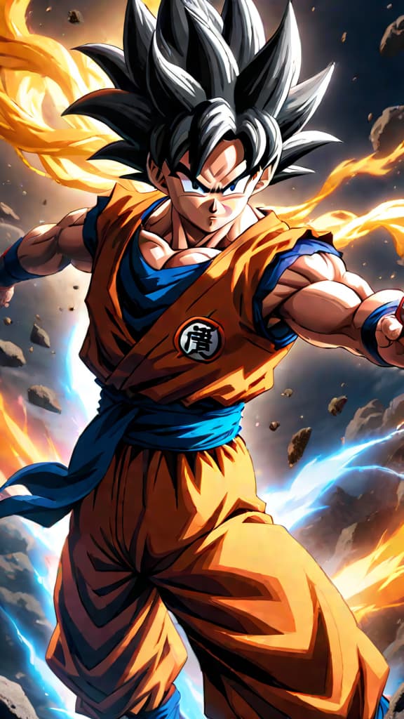  an anime art of goku from dragon ball surpassing ultra instinct, shocking even the angels. hyperrealistic, full body, detailed clothing, highly detailed, cinematic lighting, stunningly beautiful, intricate, sharp focus, f/1. 8, 85mm, (centered image composition), (professionally color graded), ((bright soft diffused light)), volumetric fog, trending on instagram, trending on tumblr, HDR 4K, 8K