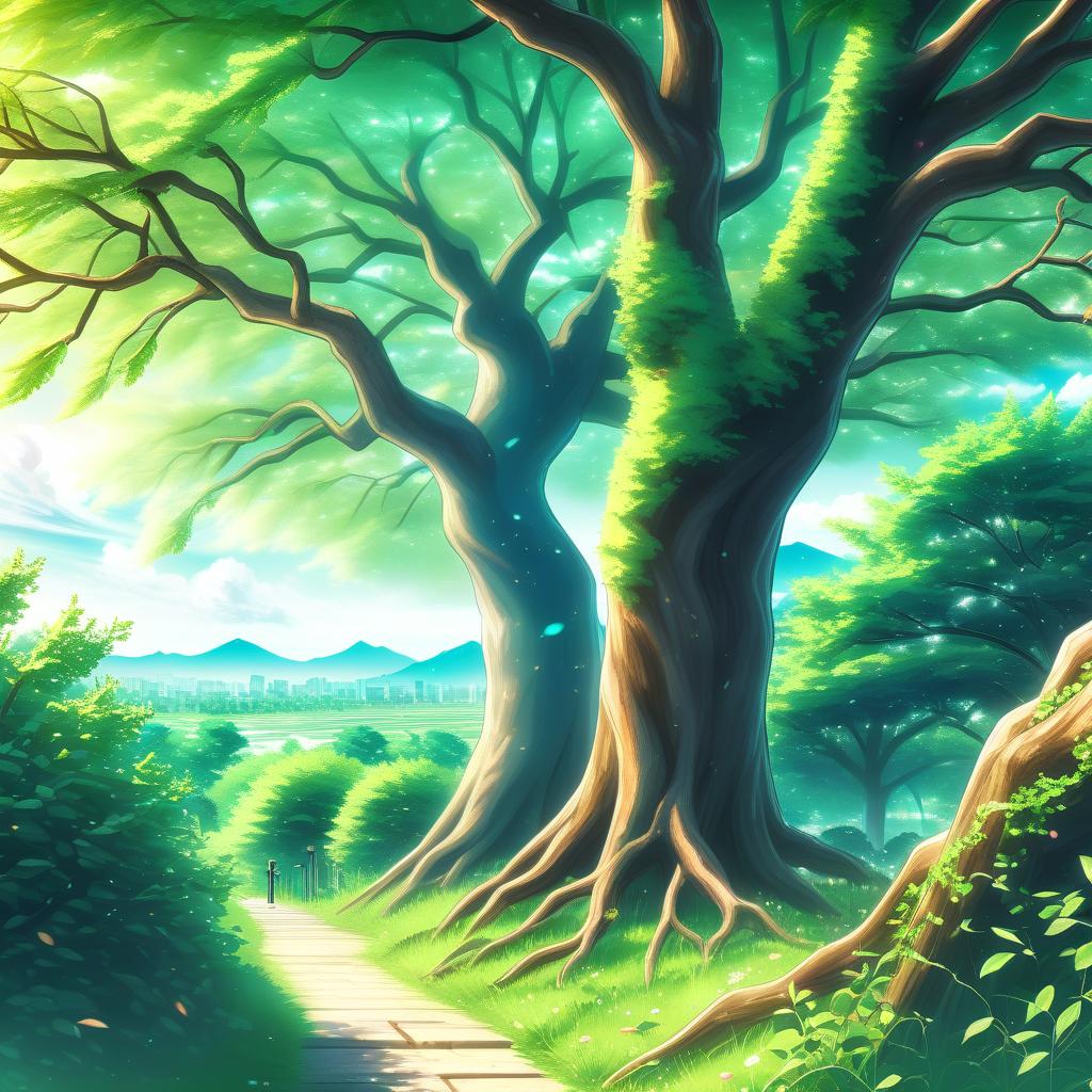  anime artwork landscape. tree branches. close. . anime style, key visual, vibrant, studio anime, highly detailed