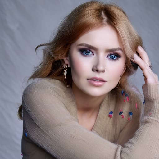 portrait+ style Russian queer TV actress blonde female face