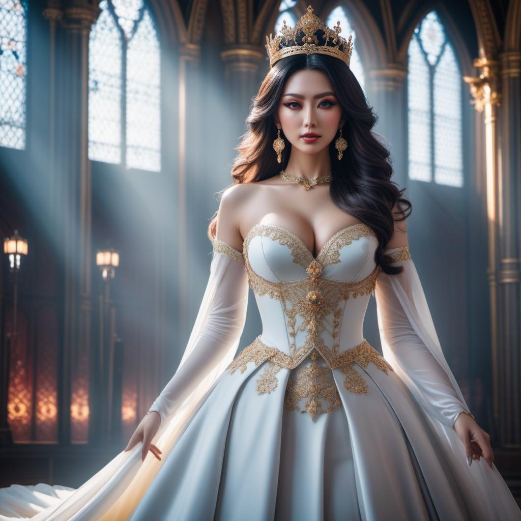  queen, ((anime)) hyperrealistic, full body, detailed clothing, highly detailed, cinematic lighting, stunningly beautiful, intricate, sharp focus, f/1. 8, 85mm, (centered image composition), (professionally color graded), ((bright soft diffused light)), volumetric fog, trending on instagram, trending on tumblr, HDR 4K, 8K