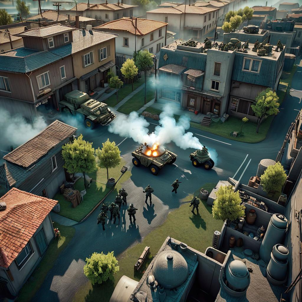  strategy game style soldiers against gas . overhead view, detailed map, units, reminiscent of real time strategy video games, film photography style hyperrealistic, full body, detailed clothing, highly detailed, cinematic lighting, stunningly beautiful, intricate, sharp focus, f/1. 8, 85mm, (centered image composition), (professionally color graded), ((bright soft diffused light)), volumetric fog, trending on instagram, trending on tumblr, HDR 4K, 8K