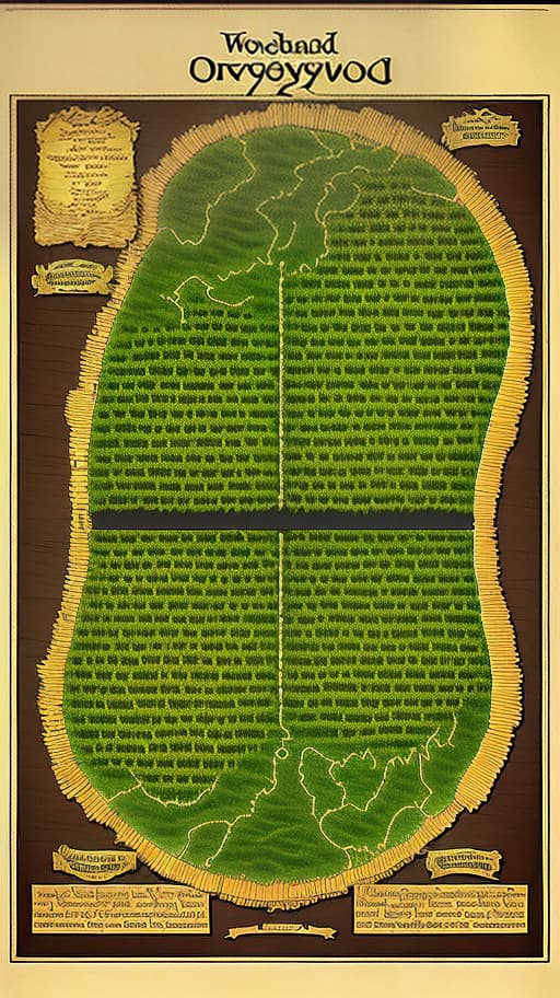  background of five large honeycombs, overland fantasy woodland map, such as a map, a font that is modern and easy to read