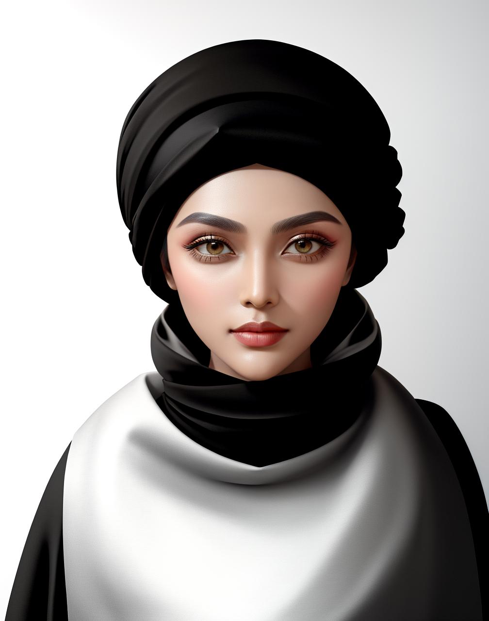  masterpiece, best quality, a black background, a simple black turban, a luxurious royal dress, a well proportioned and better face, a clear face