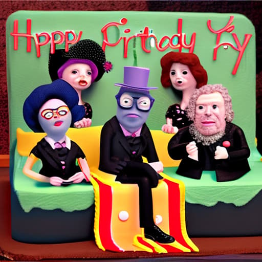 wa-vy style The league of gentlemen characters having a party with Chappell Roan saying happy birthday Alice