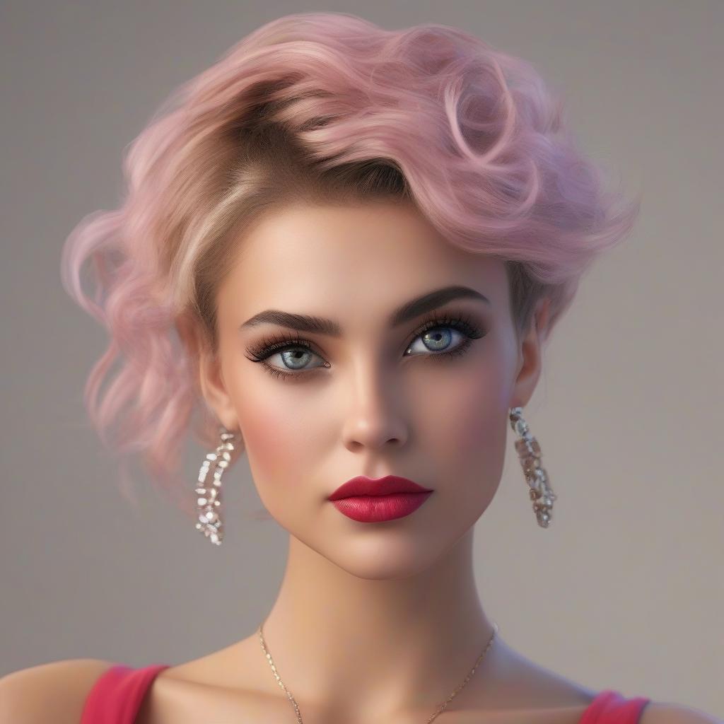  photorealistic realism 8k, 16k quality, fashion supermodel,((sharp focus)),(glamour, paparazzi taking pictures of her), (ultra absurd quality extremely detailed detail, hyper resolution, clear sharp focus, not blurry, (perfect round, realistic brown eyes)), ((perfect dark eyeshadows)), (super detailed, beautiful little nose), (perfect composition), depth of field, cinematic light, lens flare, (extremely beautiful face, beautiful lips), pink makeup:1.22, blue eyeliner, red lipstick:1.35,(perfect dark eyeshadows:1.25), (super detailed professional makeup on eyes:1.3), (detailed nose:1.2), intricate detail face, best high quality real texture skin, (a woman with velvety skin), ((best high quality real texture hair)), (short blonde hair, (wavy,