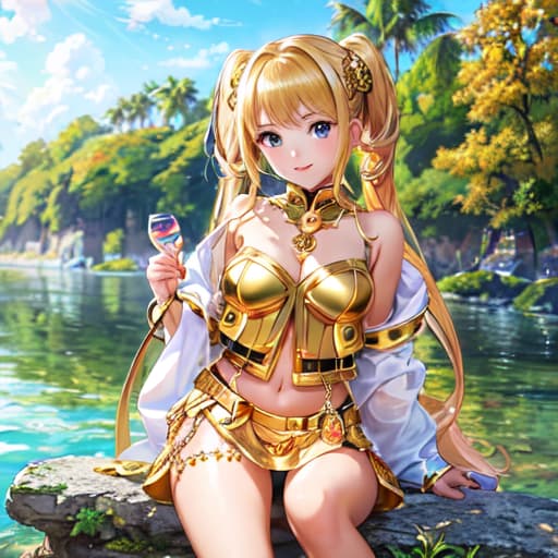  master piece , best quality,cute girl, gold.