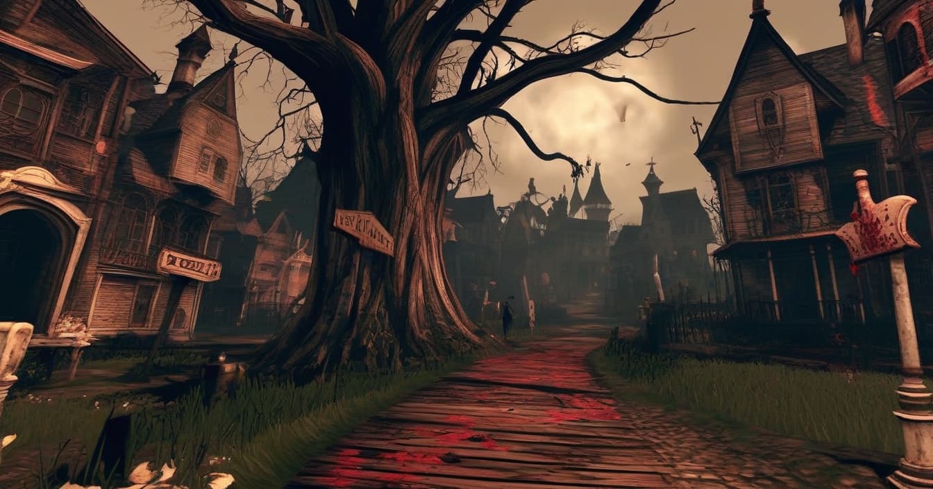  horror themed alice: madness returns . eerie, unsettling, dark, spooky, suspenseful, grim, highly detailed