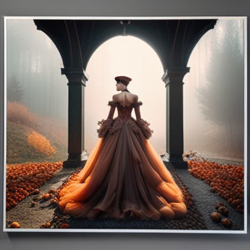  fantasia earthy autumn aesthetics hyperrealistic, full body, detailed clothing, highly detailed, cinematic lighting, stunningly beautiful, intricate, sharp focus, f/1. 8, 85mm, (centered image composition), (professionally color graded), ((bright soft diffused light)), volumetric fog, trending on instagram, trending on tumblr, HDR 4K, 8K