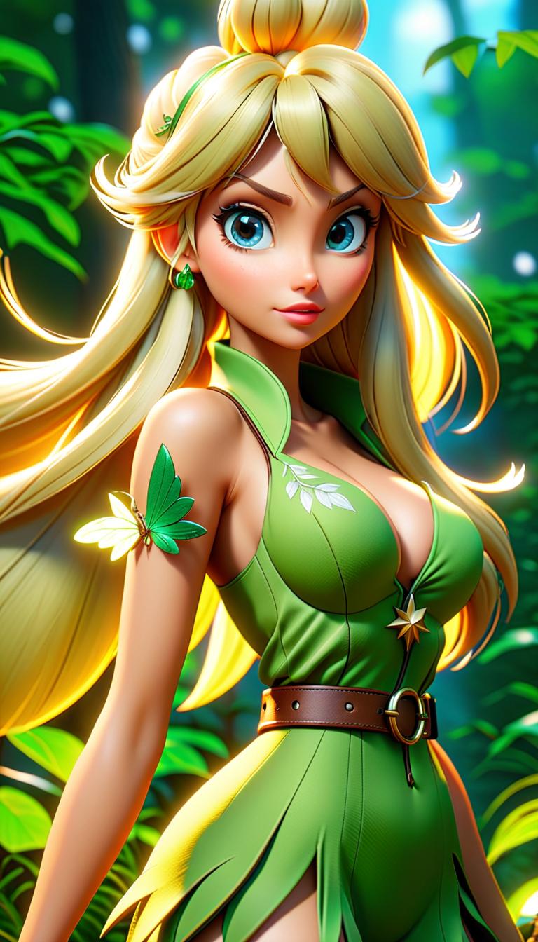  anime artwork tinker bell, , . anime style, key visual, vint, studio anime, highly detailed hyperrealistic, full body, detailed clothing, highly detailed, cinematic lighting, stunningly beautiful, intricate, sharp focus, f/1. 8, 85mm, (centered image composition), (professionally color graded), ((bright soft diffused light)), volumetric fog, trending on instagram, trending on tumblr, HDR 4K, 8K