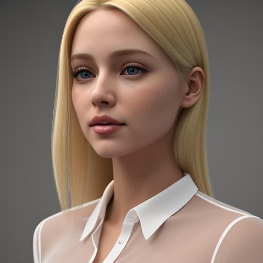  Blonde Woman with a transparent shirt realistic life 8k