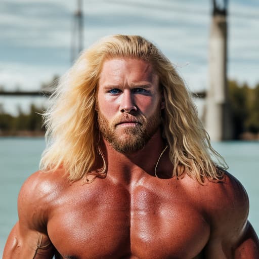 portrait+ style WWE superstar blonde hunk dude face