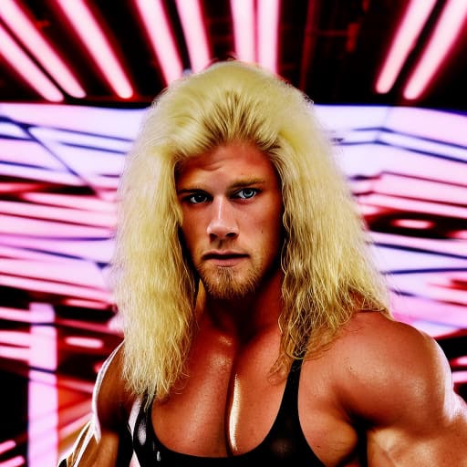 portrait+ style WWE superstar blonde hunk dude face