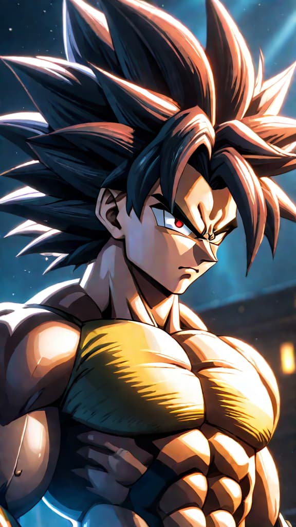  anime art: broly's tragic origin story begins with king vegeta's order for his execution at birth. hyperrealistic, full body, detailed clothing, highly detailed, cinematic lighting, stunningly beautiful, intricate, sharp focus, f/1. 8, 85mm, (centered image composition), (professionally color graded), ((bright soft diffused light)), volumetric fog, trending on instagram, trending on tumblr, HDR 4K, 8K