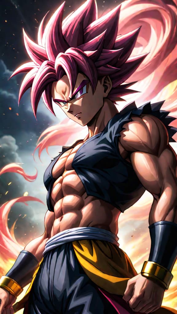  an anime art of black goku's super saiyan rosé facing broly, the legendary super saiyan in a fierce battle. hyperrealistic, full body, detailed clothing, highly detailed, cinematic lighting, stunningly beautiful, intricate, sharp focus, f/1. 8, 85mm, (centered image composition), (professionally color graded), ((bright soft diffused light)), volumetric fog, trending on instagram, trending on tumblr, HDR 4K, 8K