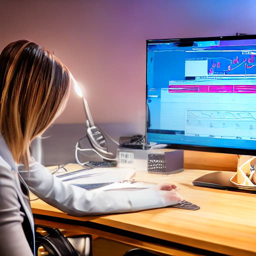  (A women seated on a desk doing forex trading ), <lora:3DMM_V12:1>, 3D, highly detailed, 4k, high quality hyperrealistic, full body, detailed clothing, highly detailed, cinematic lighting, stunningly beautiful, intricate, sharp focus, f/1. 8, 85mm, (centered image composition), (professionally color graded), ((bright soft diffused light)), volumetric fog, trending on instagram, trending on tumblr, HDR 4K, 8K