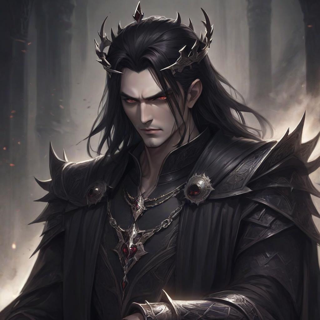  the king of darkness with dark hair was a powerful and ruthless ruler, but despite his strength, he felt his life was empty and meaningless.