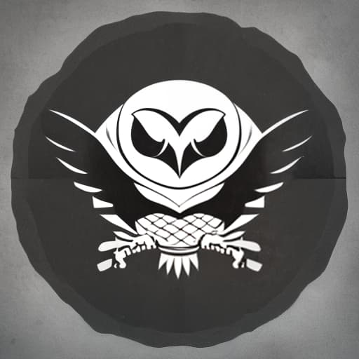 dvarchmodern logo called "the court of owls" in gothic style, slate atmosphere, cinematic, dimmed colors, dark shot, muted colors, film grainy, lut, spooky