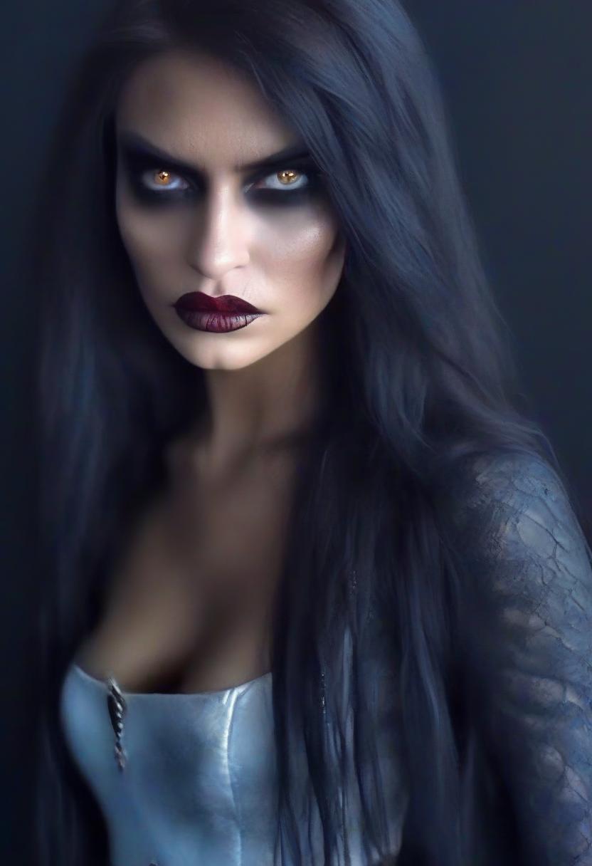  macabre style transform a thief fighter into the queen of elves in long white leather skirts and a chain skirt against the background of a dark hall. . dark, gothic, grim, haunting, highly detailed, perfecteyes, perfect hands