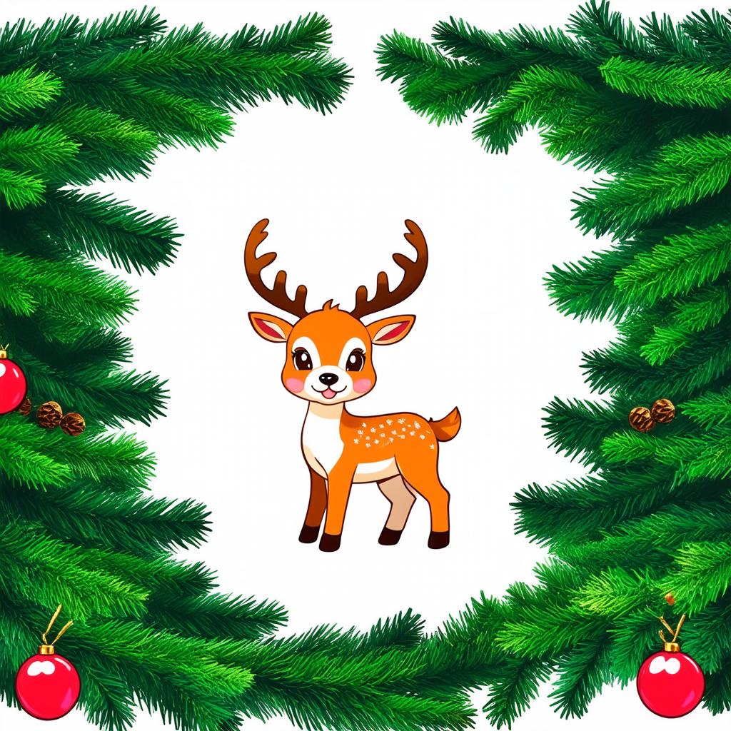  flat illustration, flaticon, (illustration:1.15), kawaii style cute christmas deer on solid white background, pastel shades , [cory loftis, strobist, pascal campion :: 0.2]