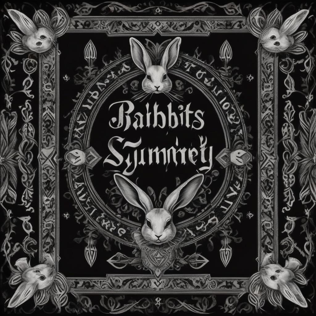  macabre style patterned carpet cover rabbits tattto with the inscription tattoo symmetry . dark, gothic, grim, haunting, highly detailed