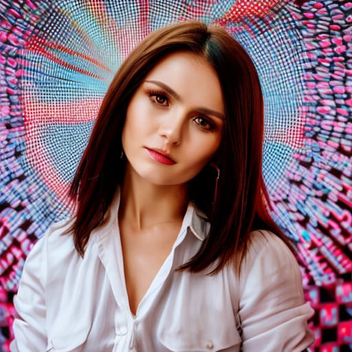 portrait+ style Russian queer TV actress brunette female face