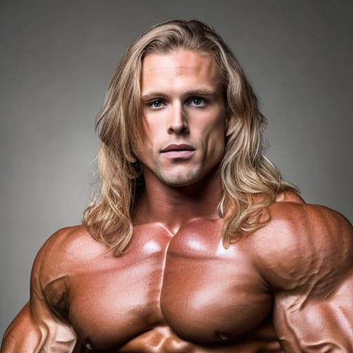 portrait+ style IFBB star bodybuilder queer blonde hunk dude face